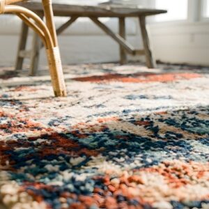 Antique N.W. Persian Square Small Scatter Size Wool Ivory Beige Rug (SKU 24370) - in-room detail