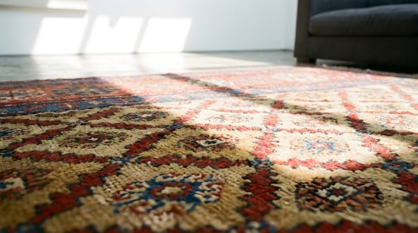 Antique n. W. Persian yellow 1880s hallway runner rug 7 Antique n. W. Persian yellow 1880s hallway runner rug (sku 22254) - in-room detail