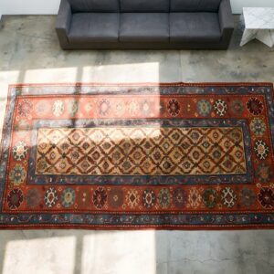 Antique N.W. Persian Yellow 1880s Hallway Runner Rug (SKU 22254) - styled overhead view