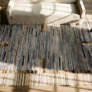 Antique Native American Flat Weave Rag Rug (SKU 25754) - styled overhead view