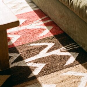Antique Native American Tribal Geometric Design Flat Weave Navajo Rug (SKU 25282) - in-room detail