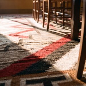 Antique Native American Tribal Geometric Flat Weave Kilim Rug (SKU 25287) - in-room detail