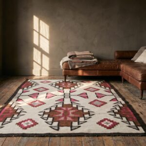 Antique Native American Tribal Geometric Patterned Flat Weave Navajo Area Rug (SKU 20315) - room view