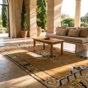 Natural Color Antique Chinese White Crane Design Mid 19th Century Ningxia Rug (SKU 25289) - room view
