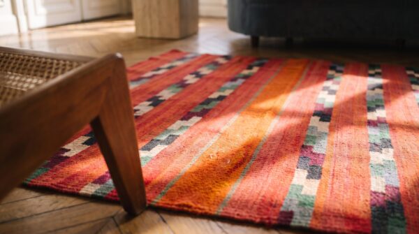 Antique navajo american coral 1890s rug 12 Antique navajo american coral 1890s rug (sku 21434) - in-room detail