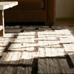 Antique Navajo American Geometric, Medallion Flat Weave Rug (SKU 23797) - in-room detail
