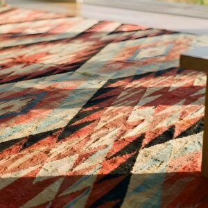Antique Navajo American Geometric Multicolor 1890s Square Rug (SKU 25168) - in-room detail
