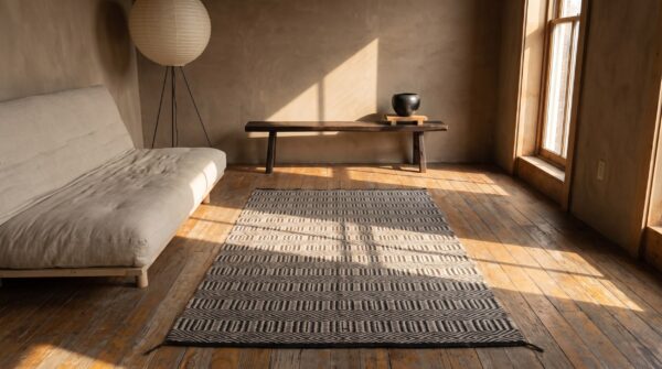 Antique navajo american gray 1940s rug 12 Antique navajo american gray 1940s rug (sku 21433) - room view