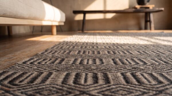 Antique navajo american gray 1940s rug 13 Antique navajo american gray 1940s rug (sku 21433) - in-room detail