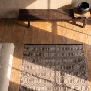 Antique Navajo American Gray 1940s Rug (SKU 21433) - styled overhead view