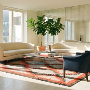 Antique Navajo Flat Weave Gray Color Native American Flat Weave Rug (SKU 25822) - room view