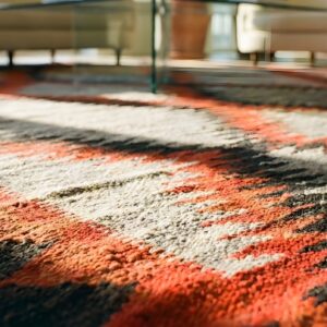 Antique Navajo Flat Weave Gray Color Native American Flat Weave Rug (SKU 25822) - in-room detail