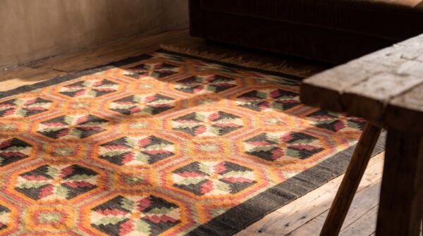 Antique navajo mexico flat weave rug 11 Antique navajo mexico flat weave rug (sku 20904) - in-room detail