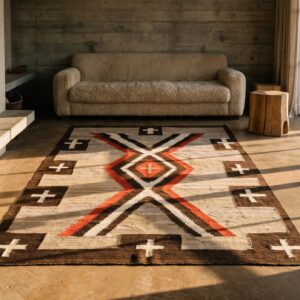 Antique Navajo Native American Earth Tone Color Flat Woven Rug (SKU 21305) - room view