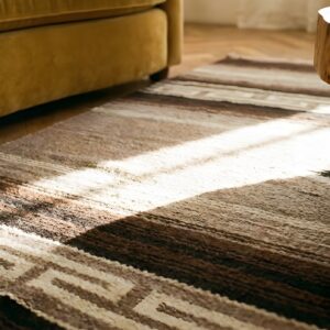 Antique Navajo Native American Geometric Flat Weave Rug (SKU 24912) - in-room detail