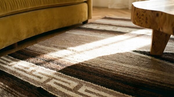 Antique navajo native american geometric flat weave rug 12 Antique navajo native american geometric flat weave rug (sku 24912) - in-room detail