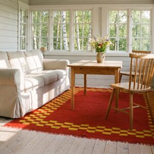 Antique Navajo - Rio Grande Small Scatter Size Wool Red Rug (SKU 25543) - room view