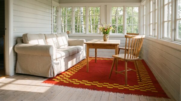 Antique navajo - rio grande small scatter size wool red rug 10 Antique navajo - rio grande small scatter size wool red rug (sku 25543) - room view