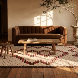 Antique Navajo Small Scatter Size Wool Beige Rug (SKU 23620) - room view
