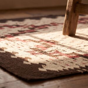 Antique Navajo Small Scatter Size Wool Beige Rug (SKU 23620) - in-room detail
