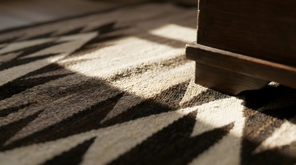 Antique navajo small scatter size wool black, grey rug 11 Antique navajo small scatter size wool black, grey rug (sku 24191) - in-room detail