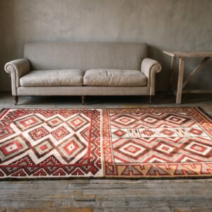 Antique Navajo Small Scatter Size Wool Grey Color Native American Flatweave Rug (SKU 22906) - room view