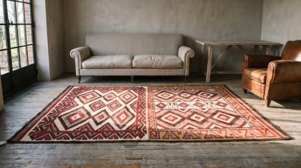 Antique navajo small scatter size wool grey color native american flatweave rug 10 Antique navajo small scatter size wool grey color native american flatweave rug (sku 22906) - room view