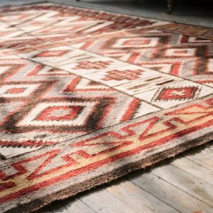 Antique Navajo Small Scatter Size Wool Grey Color Native American Flatweave Rug (SKU 22906) - in-room detail