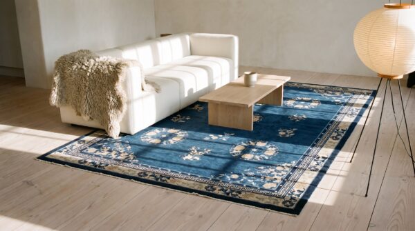 Antique navy blue chinese room size peking carpet (sku 21788) - room view