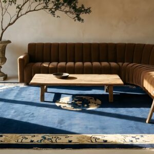 Navy Blue Field Antique Floral Medallion Hand Knotted Pile Chinese Peking Rug (SKU 25414) - room view