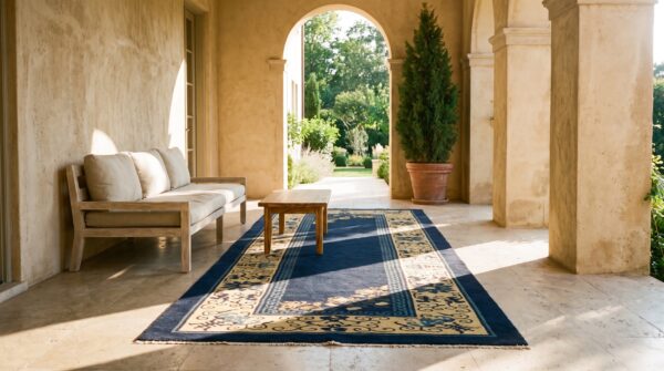 Navy blue antique peking chinese knotted hallway runner rug 9 Navy blue antique peking chinese knotted hallway runner rug (sku 24281) - room view