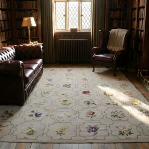 Antique Needlepoint English Stitched Rug (SKU 25388) - room view