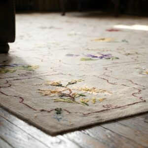 Antique Needlepoint English Stitched Rug (SKU 25388) - in-room detail
