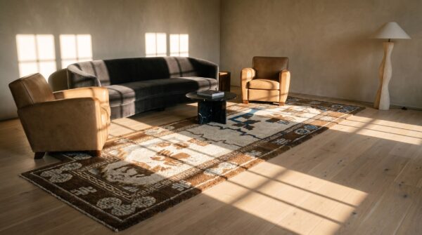 Neutral color animal pattern antique chinese saddle horse cover rug 6 Neutral color animal pattern antique chinese saddle horse cover rug (sku 22565) - room view