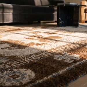 Neutral Color Animal Pattern Antique Chinese Saddle Horse Cover Rug (SKU 22565) - in-room detail
