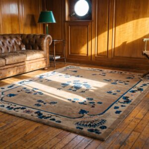 Antique Neutral Color Chinese Peacock Pattern Peking Rug (SKU 22504) - room view