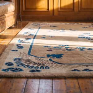 Antique Neutral Color Chinese Peacock Pattern Peking Rug (SKU 22504) - in-room detail