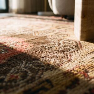 Neutral Color Antique Tribal Long and Narrow Size East Turkestan Khotan Rug (SKU 19222) - in-room detail