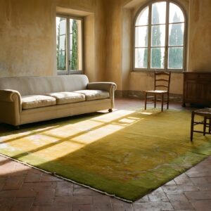 Antique Nichols Workshop Chinese Art Deco Carpet Large Room Size Wool Yellow Rug (SKU 24590) - room view