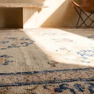 Antique Ningxia Chinese Allover Floral Ivory 1840s Rug (SKU 22905) - in-room detail