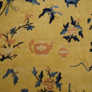 Antique Ningxia Chinese Allover Floral Yellow 1890s Rug (SKU 24349) - styled overhead view