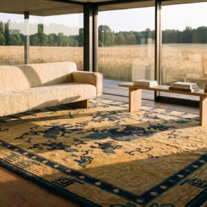 Antique Ningxia Chinese Allover Ivory 1850s Rug (SKU 24663) - room view