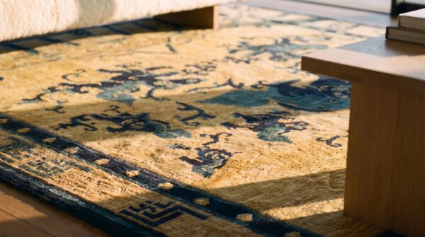 Antique ningxia chinese allover ivory 1850s rug 14 Antique ningxia chinese allover ivory 1850s rug (sku 24663) - in-room detail