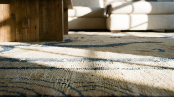 Antique ningxia chinese allover ivory color 1880s dragon design rug (sku 23704) - in-room detail