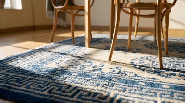 Antique ningxia chinese allover medallion knotted rug 12 Antique ningxia chinese allover medallion knotted rug (sku 24171) - in-room detail