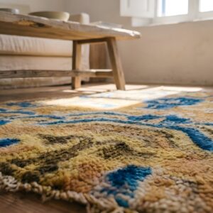 Antique Ningxia Chinese Allover Yellow 1800s Square Rug (SKU 22853) - in-room detail