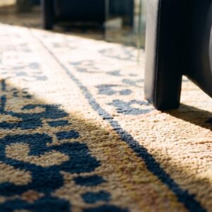 Antique Ningxia Chinese Medallion Beige 1775 Hallway Runner Rug (SKU 24196) - in-room detail