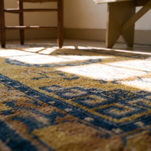 Antique Ningxia Chinese Medallion Yellow 1800s Rug (SKU 23590) - in-room detail
