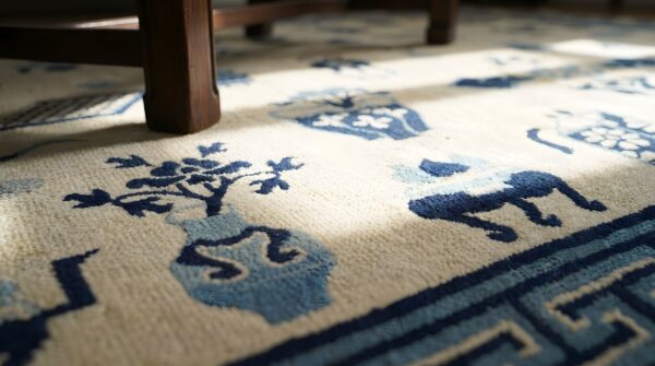 Antique ningxia hallway runner wool beige rug (sku 24118) - in-room detail
