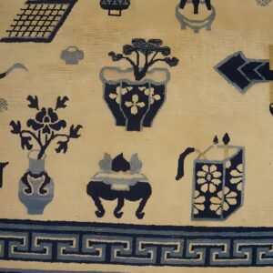 Antique Ningxia Hallway Runner Wool Beige Rug (SKU 24118) - styled overhead view